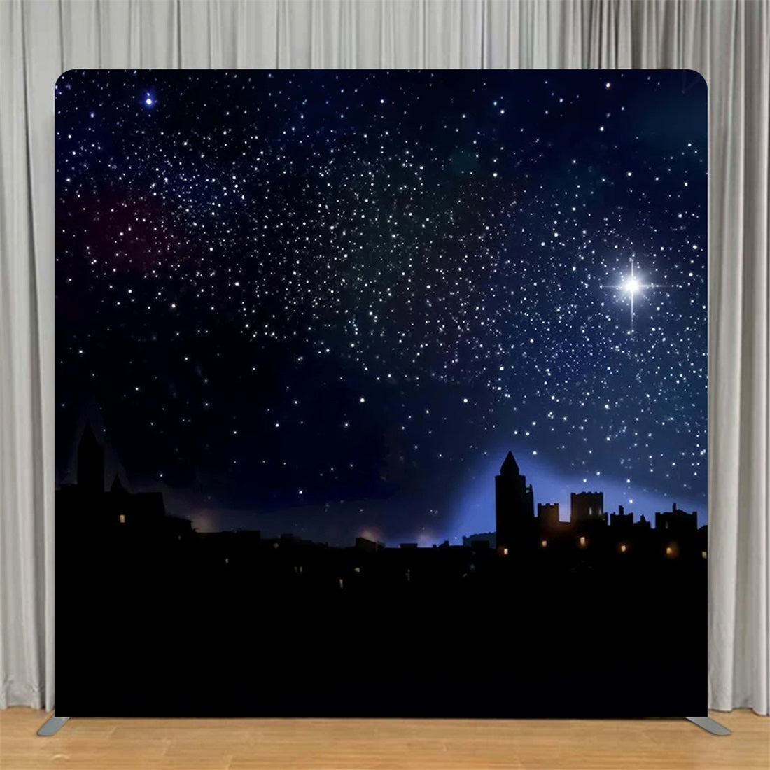 Square Backdrop Starry Night Bethlehem Glow Nativity Backdrop TS-WW510-53