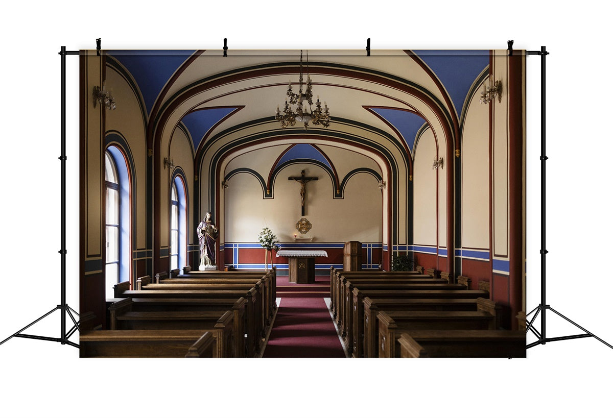 Easter Backdrops For Church Gothic Arch Church Interior Backdrop TWW3-10