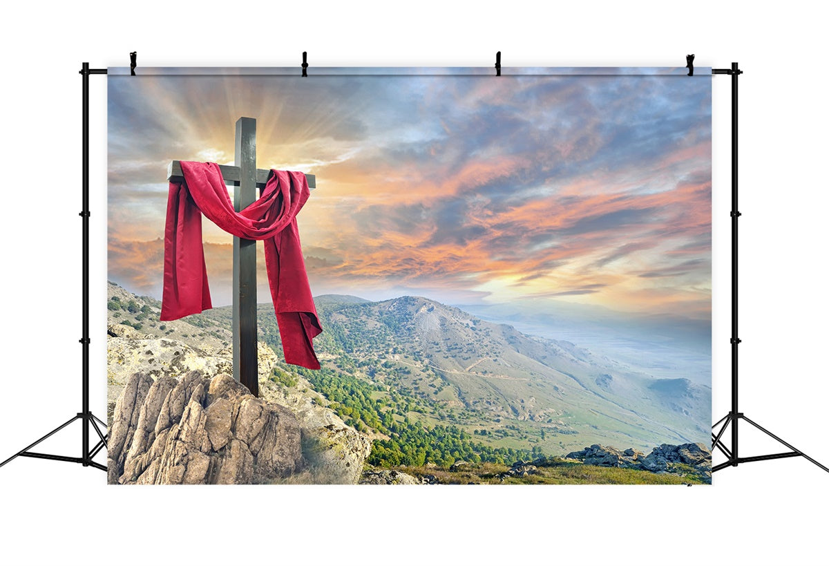 Easter Backdrop Majestic Mountain Holy Cross Backdrop TWW3-11