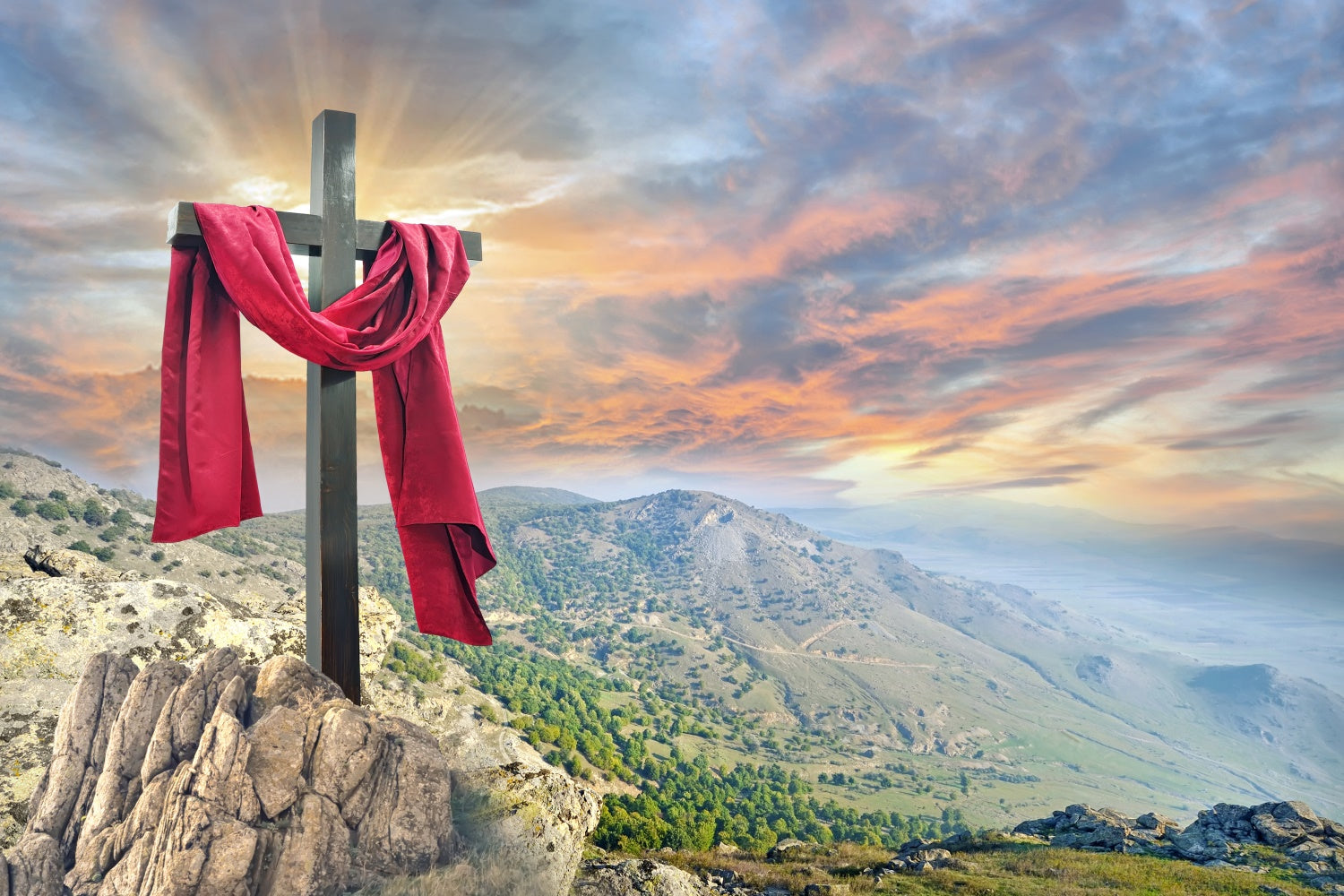 Easter Backdrop Majestic Mountain Holy Cross Backdrop TWW3-11