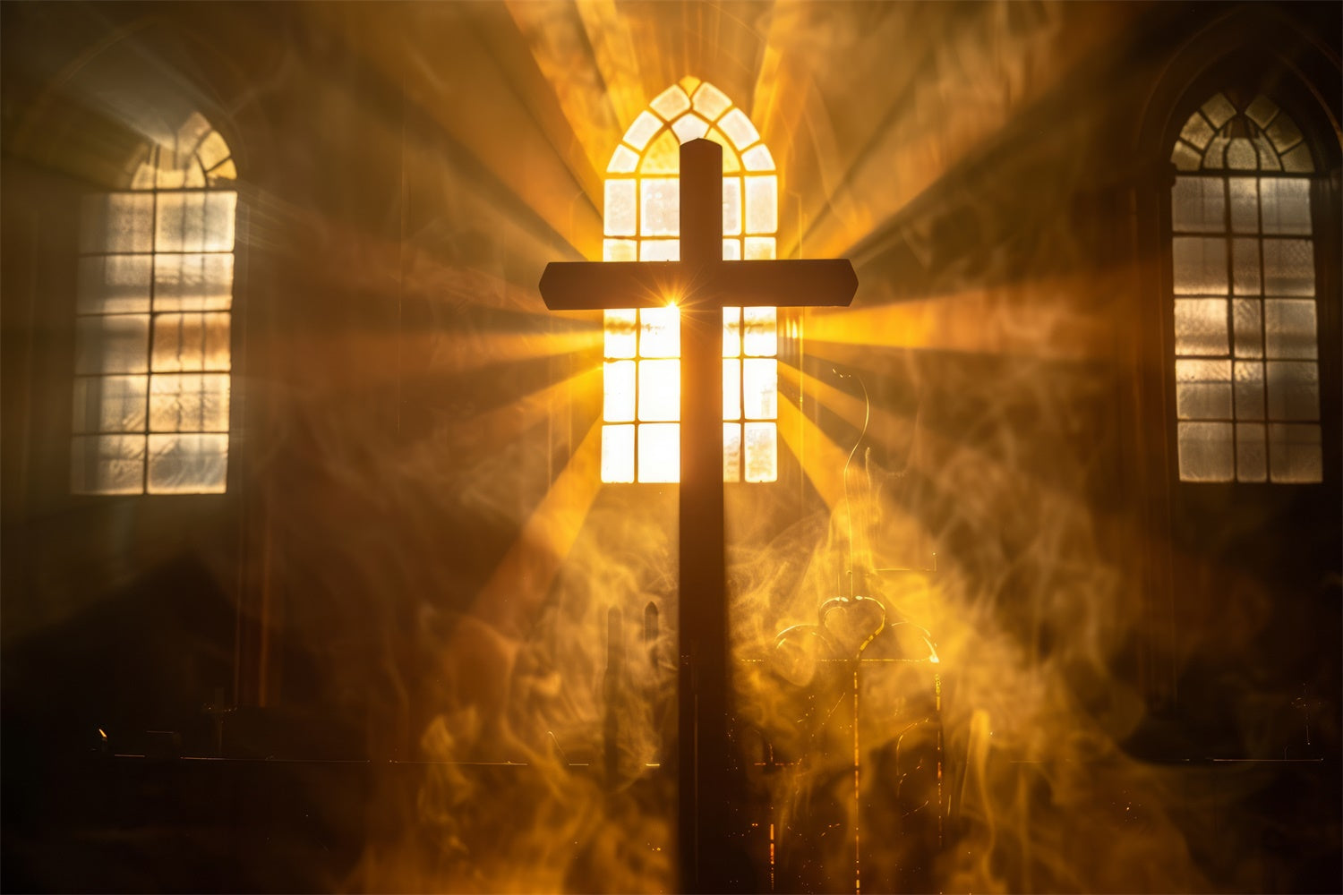 Easter Picture Backdrops Heavenly Glow Holy Cross Backdrop TWW3-12