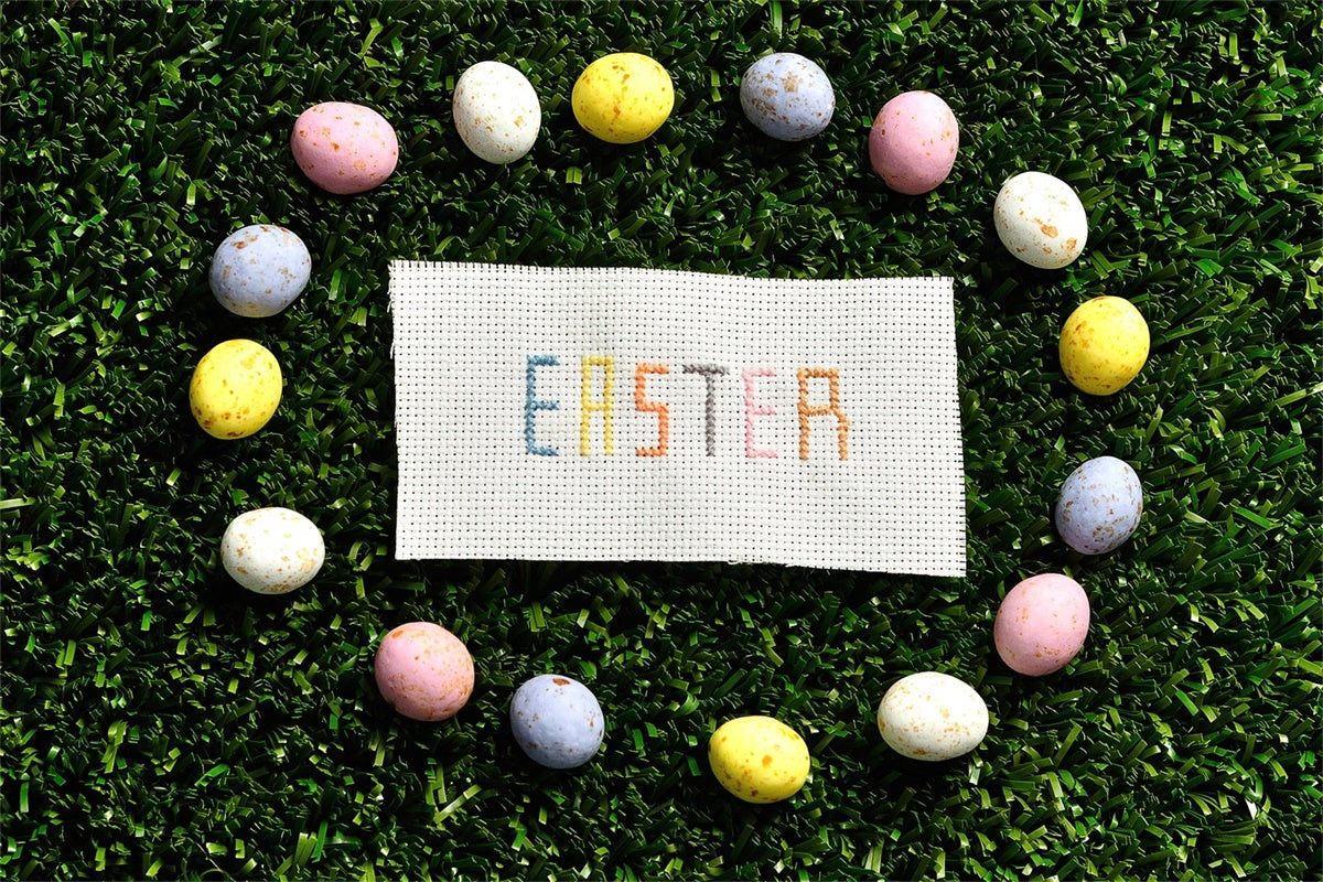 Easter Backdrop Photography Vintage Cross Stitch Egg Backdrop TWW3-24