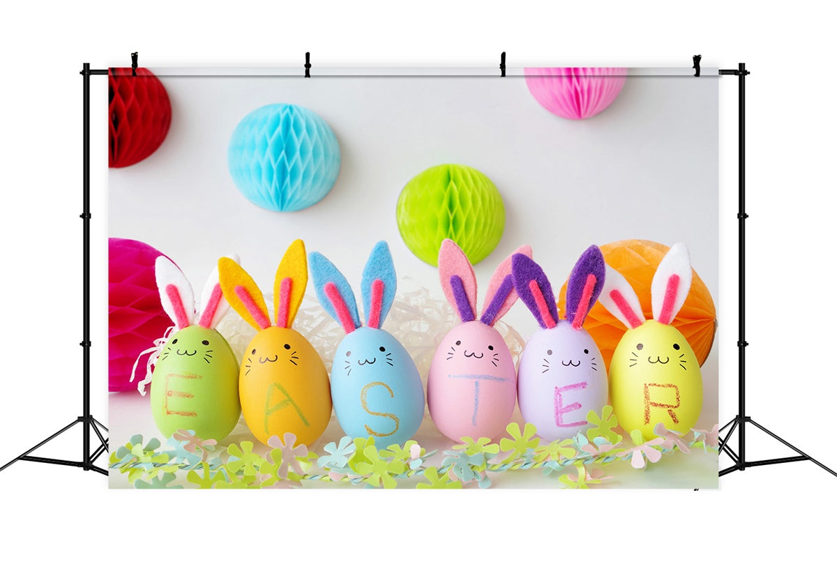 Easter Photo Backdrop Pastel Bunny Egg Celebration Backdrop TWW3-25