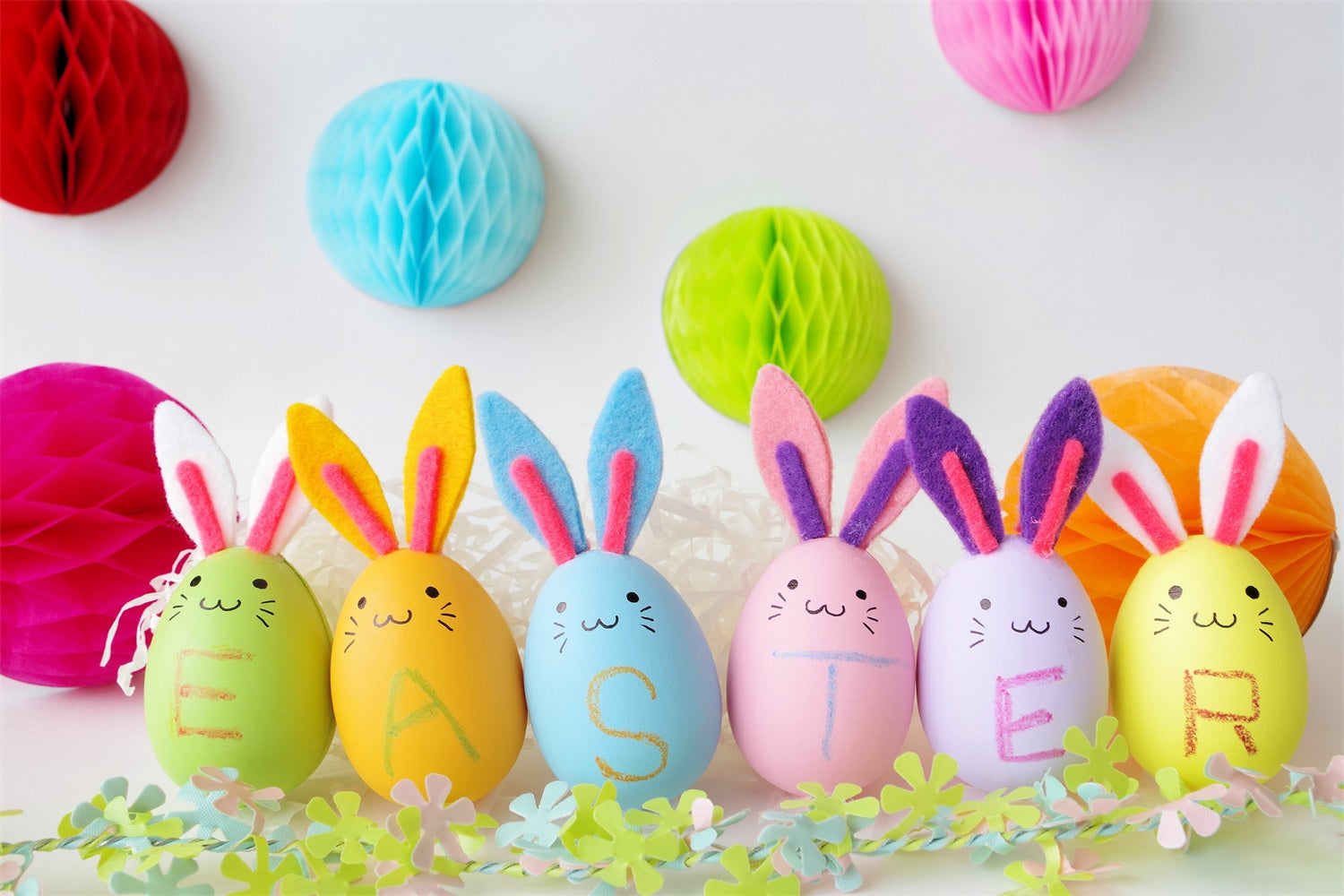 Easter Photo Backdrop Pastel Bunny Egg Celebration Backdrop TWW3-25