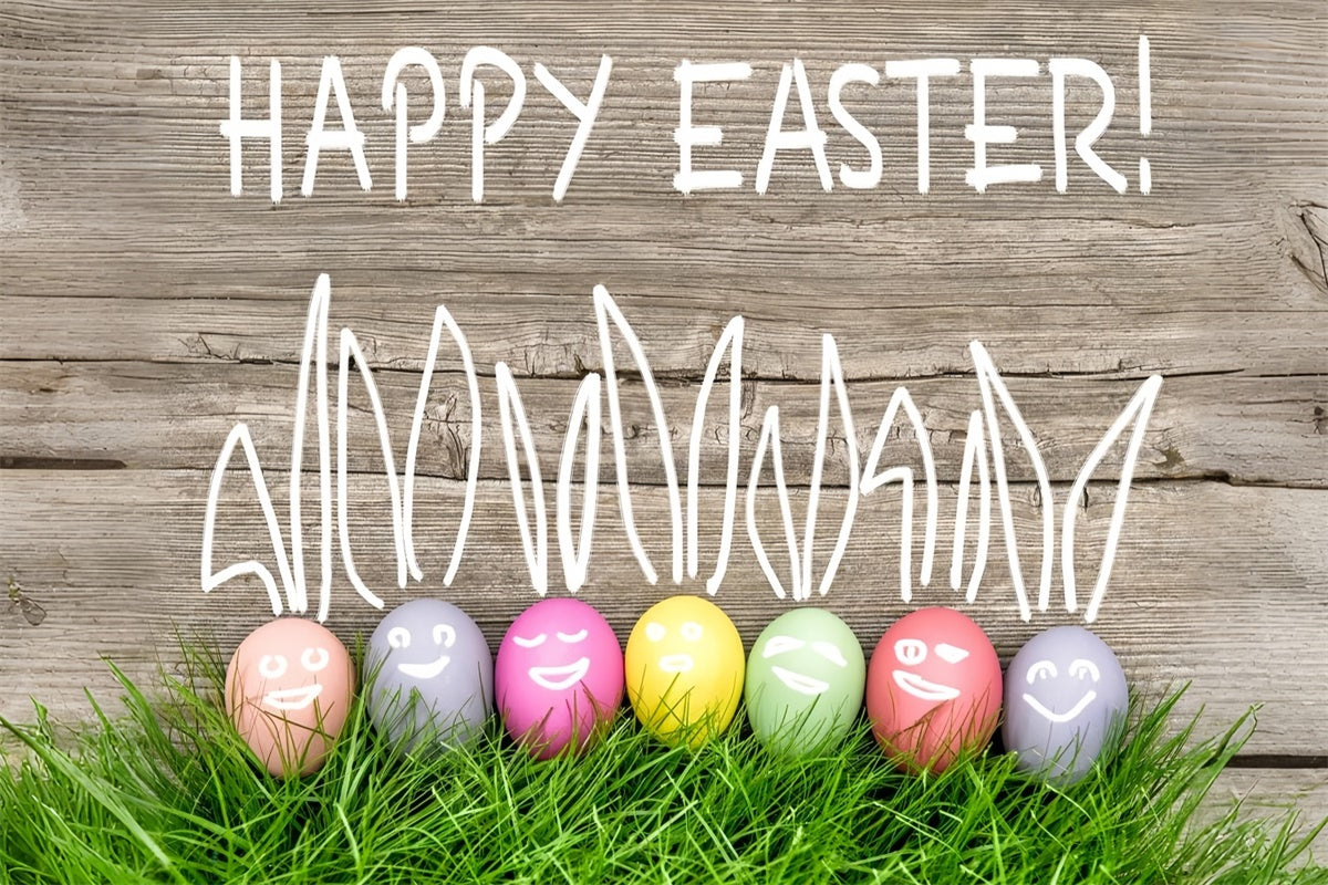 Easter Picture Ideas Hand-drawn Bunny Ears Eggs Backdrop TWW3-30