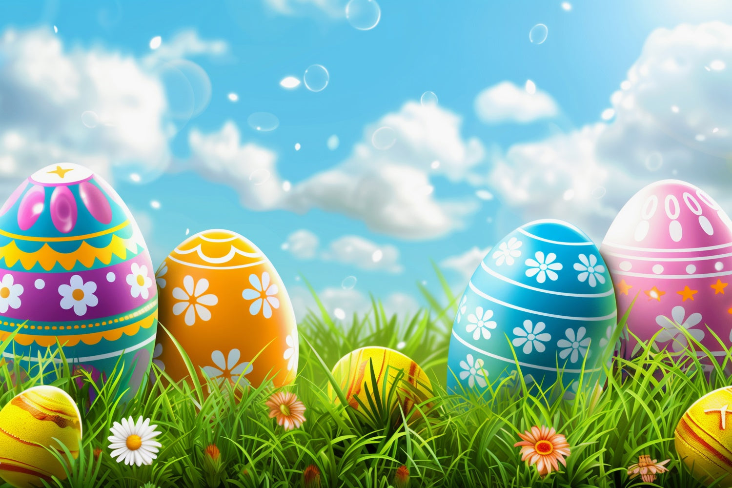 Easter Photo Backdrop Ideas Bright Sky Egg Meadow Backdrop TWW3-37