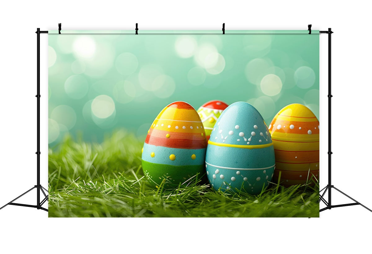 Easter Backdrops For Photos Festive Colorful Egg Backdrop TWW3-39
