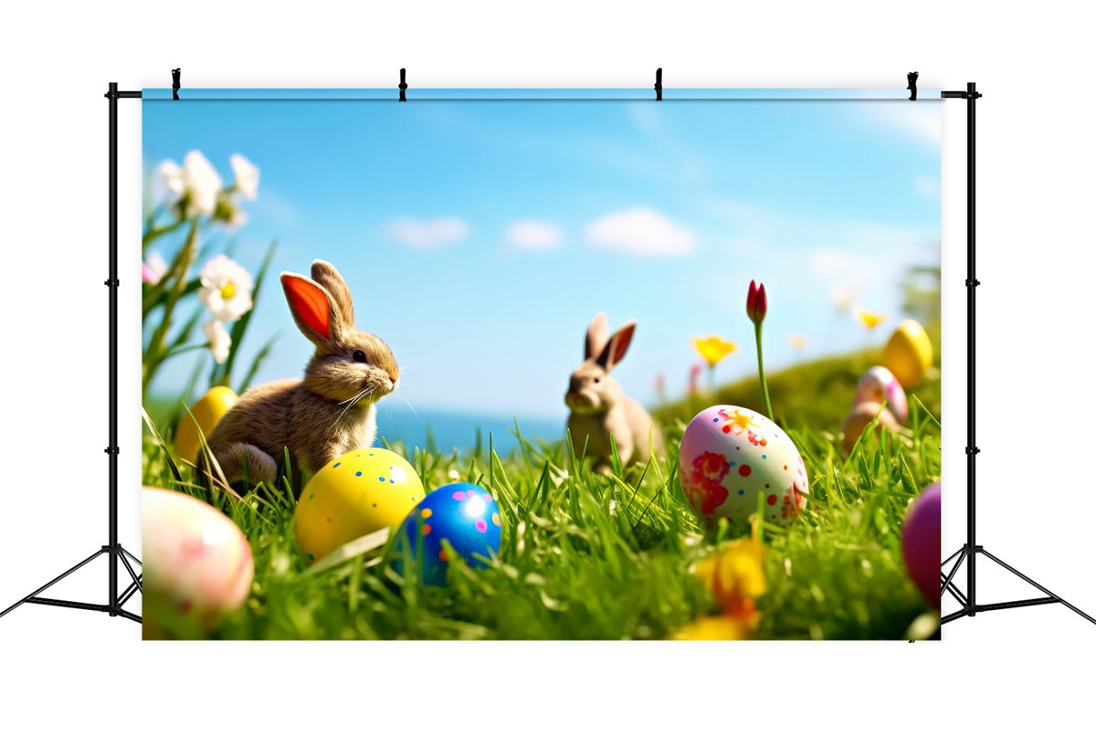 Photography Easter Backdrop Blooming Meadow Bunny Backdrop TWW3-41