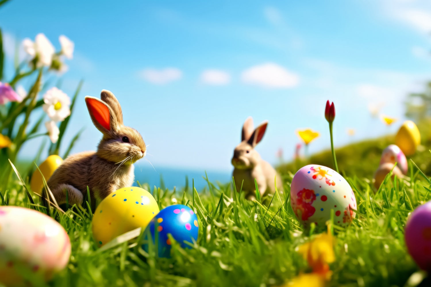 Photography Easter Backdrop Blooming Meadow Bunny Backdrop TWW3-41