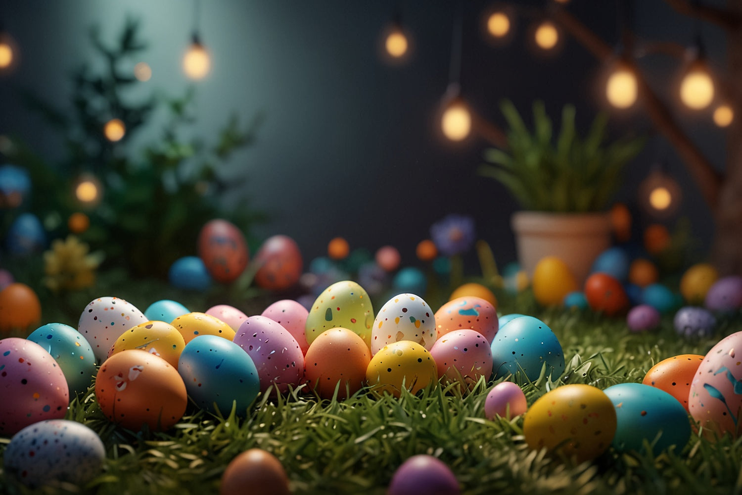 Easter Egg Backdrop Magical Easter Night Glow Backdrop TWW3-42