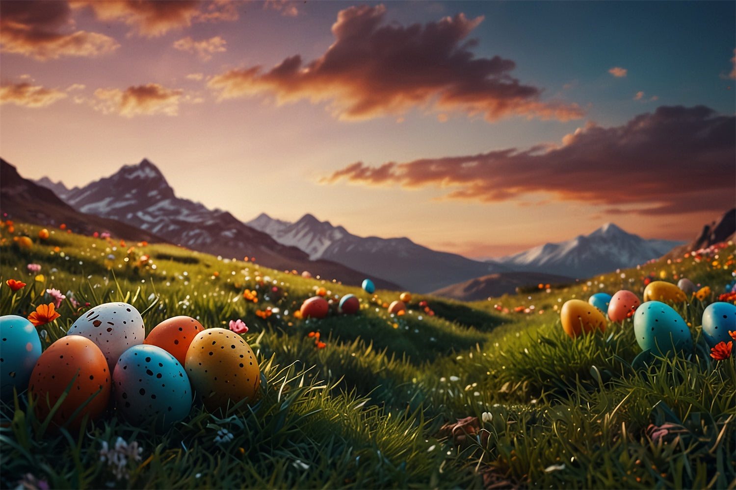 Easter Backdrops For Photos Majestic Mountain Egg Backdrop TWW3-43