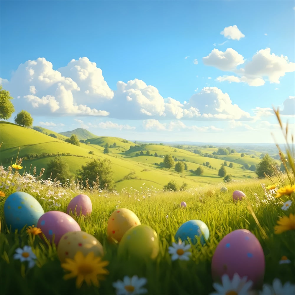 Easter Picture Backdrops Rolling Hills Egg Meadow Backdrop TWW3-45