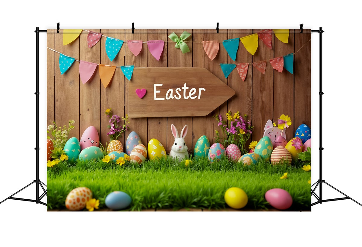 Easter Photo Backdrop Cute Bunny Egg Decoration Backdrop TWW3-48