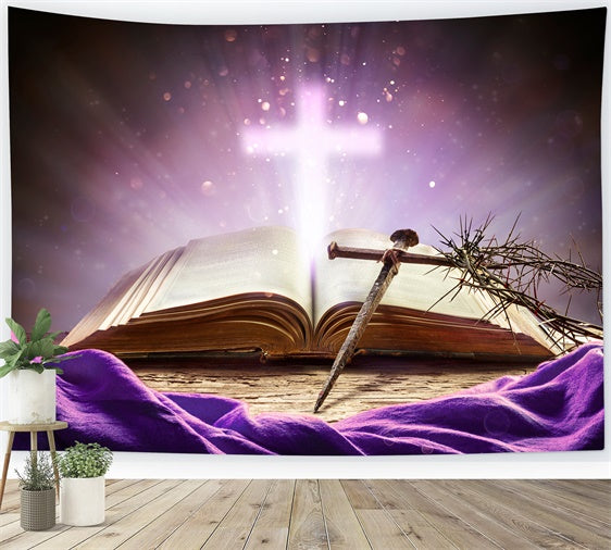 Easter Backdrops For Photos Sacred Cross Bible Backdrop TWW3-6