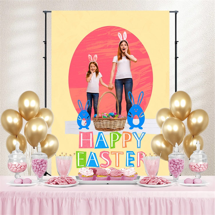 Easter Photo Backdrop Color Popped Bunny Personalised Backdrop TWW3-64