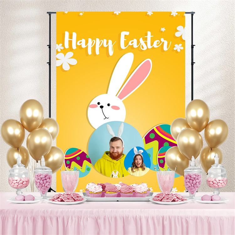 Easter Backdrop Ideas Bunny Ears Egg Personalized Backdrop TWW3-65