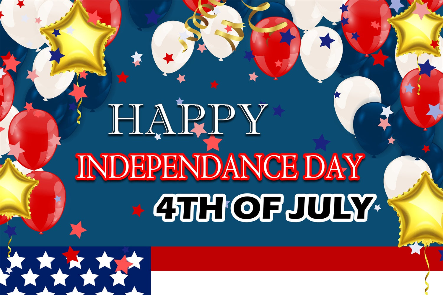 4th of July Backdrop Party Stars Balloons Backdrop TWW4-12