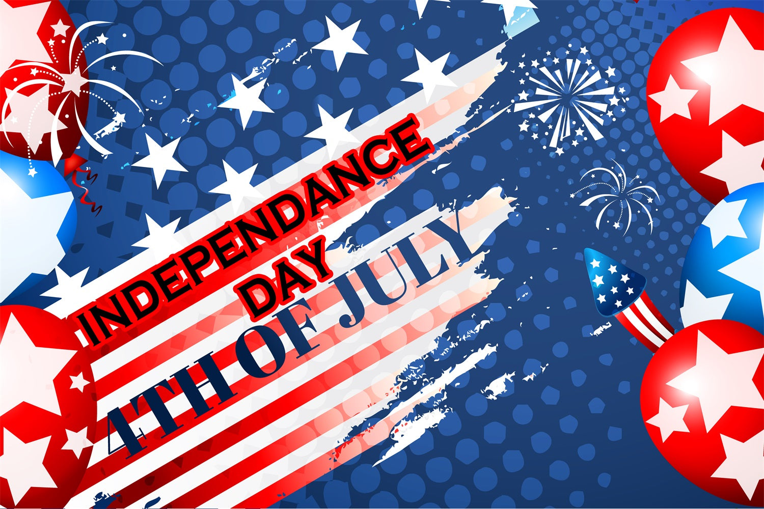 4th of July Firework Backdrop Patriotic Balloon Backdrop TWW4-13