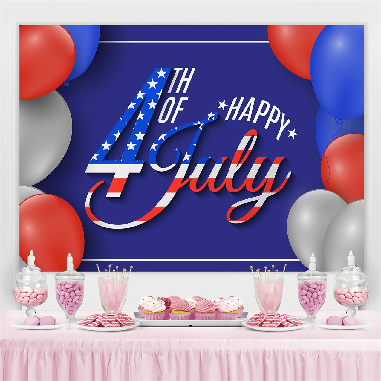 Independence Day Backdrop Balloon Celebration Backdrop TWW4-14
