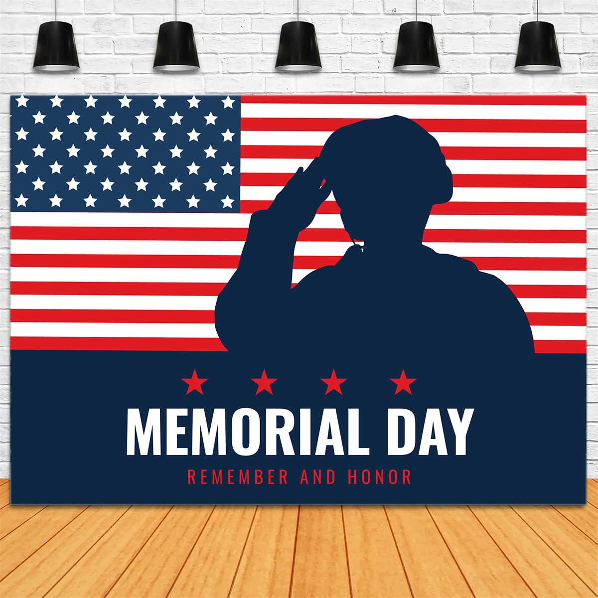 Memorial Backdrops Salute Heroes American Flag Backdrop TWW4-24