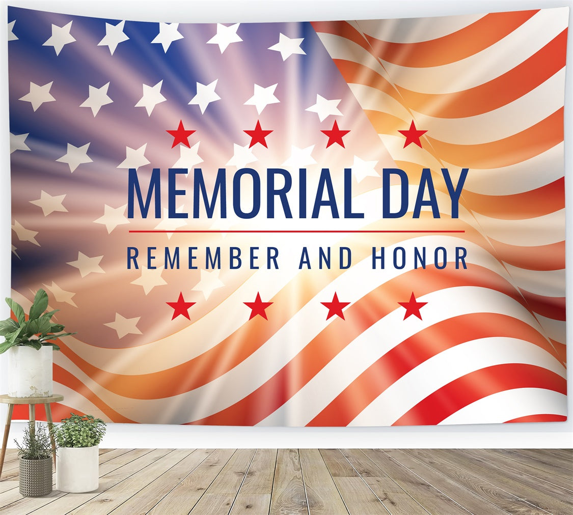 Memorial Backdrop Illuminated Honor Waving Flag Backdrop TWW4-25