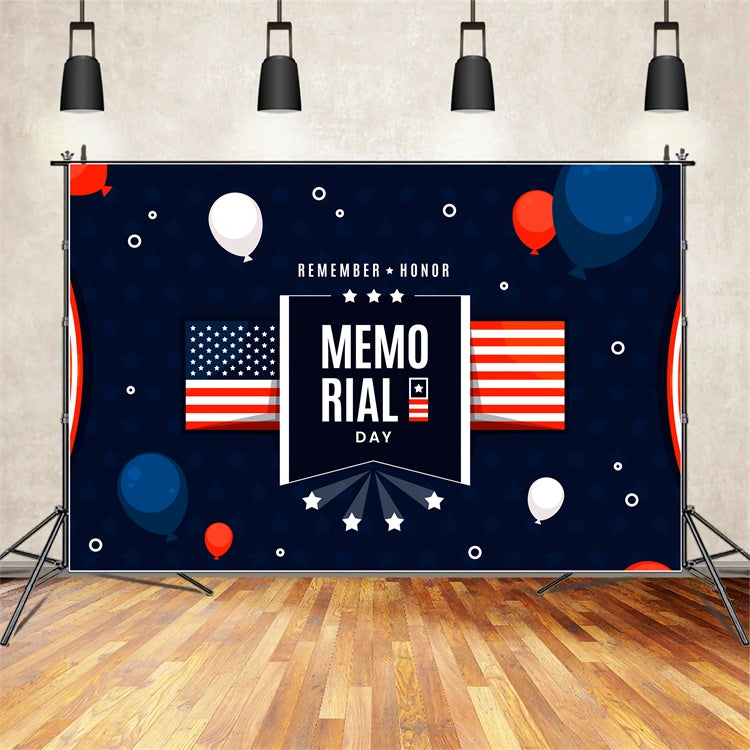 Memorial Day Backdrop Festive Flags Stars Backdrop TWW4-26