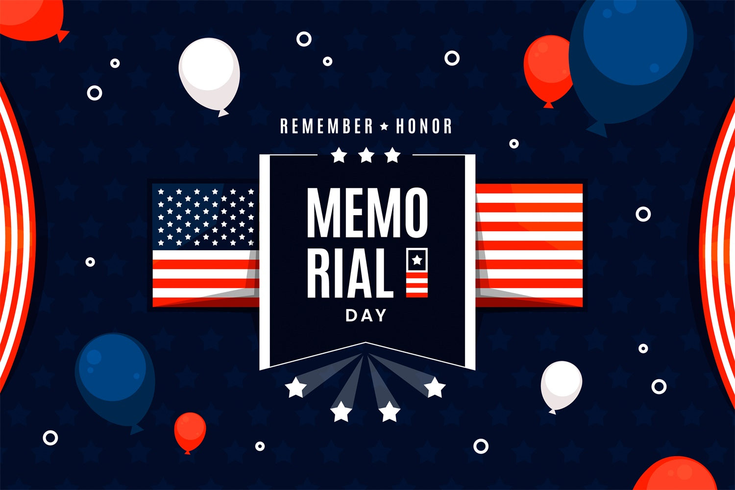 Memorial Day Backdrop Festive Flags Stars Backdrop TWW4-26