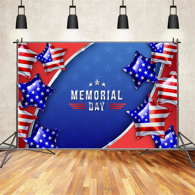 Memorial Backdrops Star Balloons Patriotic Backdrop TWW4-30