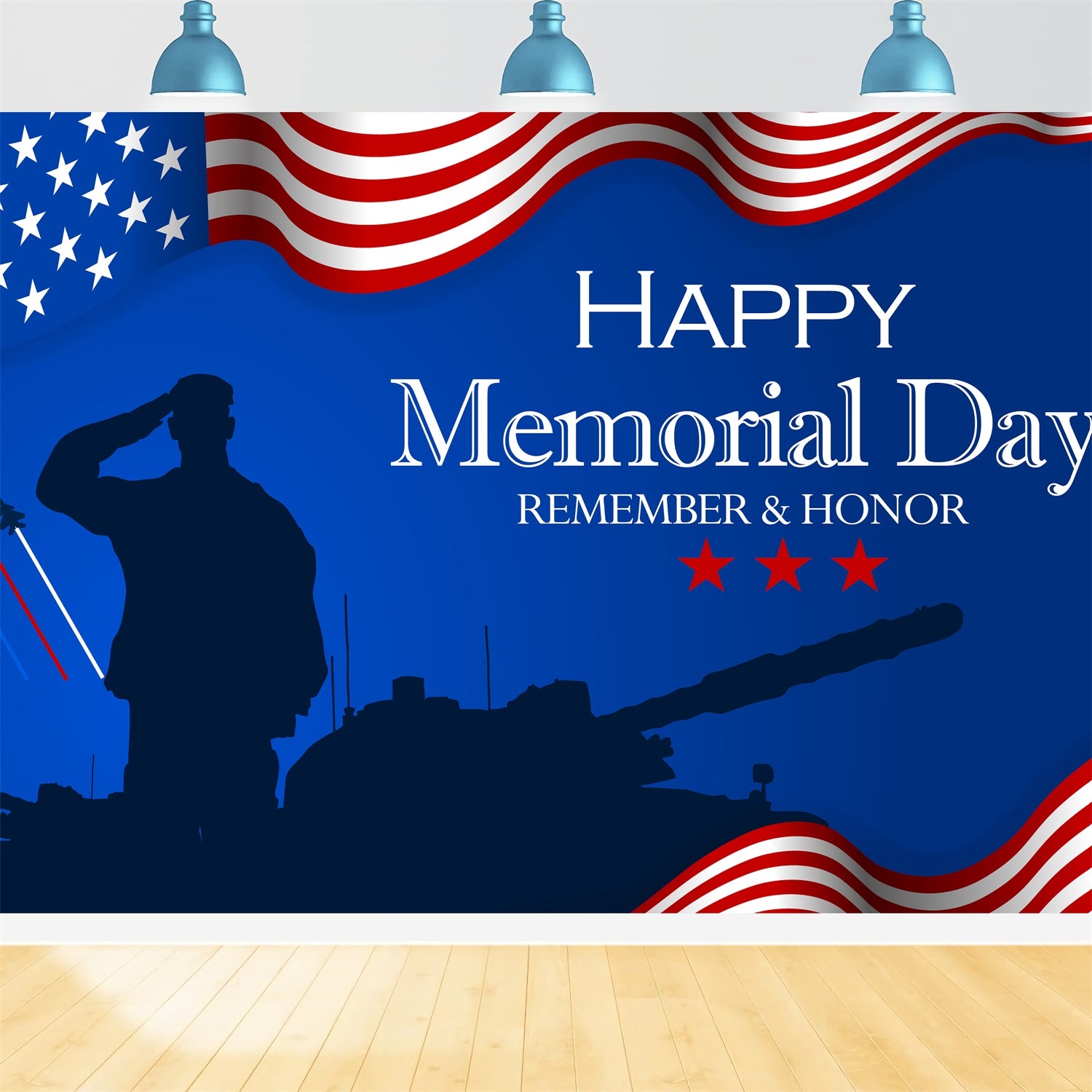 Memorial Backdrop Brave Soldier Tank Salute Backdrop TWW4-31