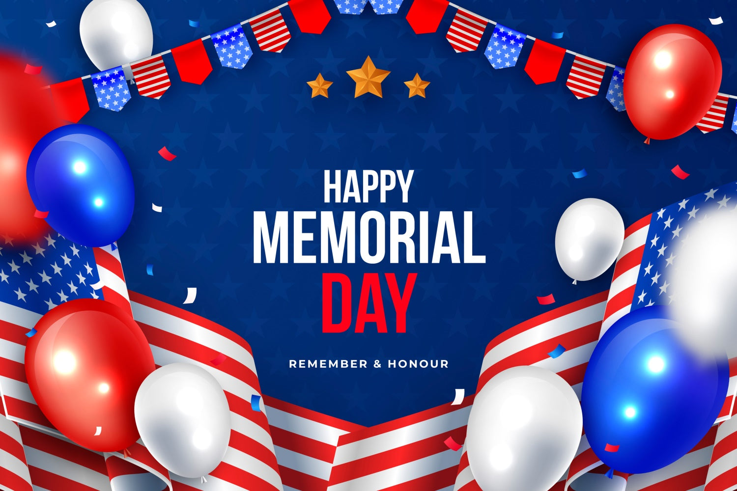 Memorial Day Backdrops Balloon Golden Stars Backdrop TWW4-32