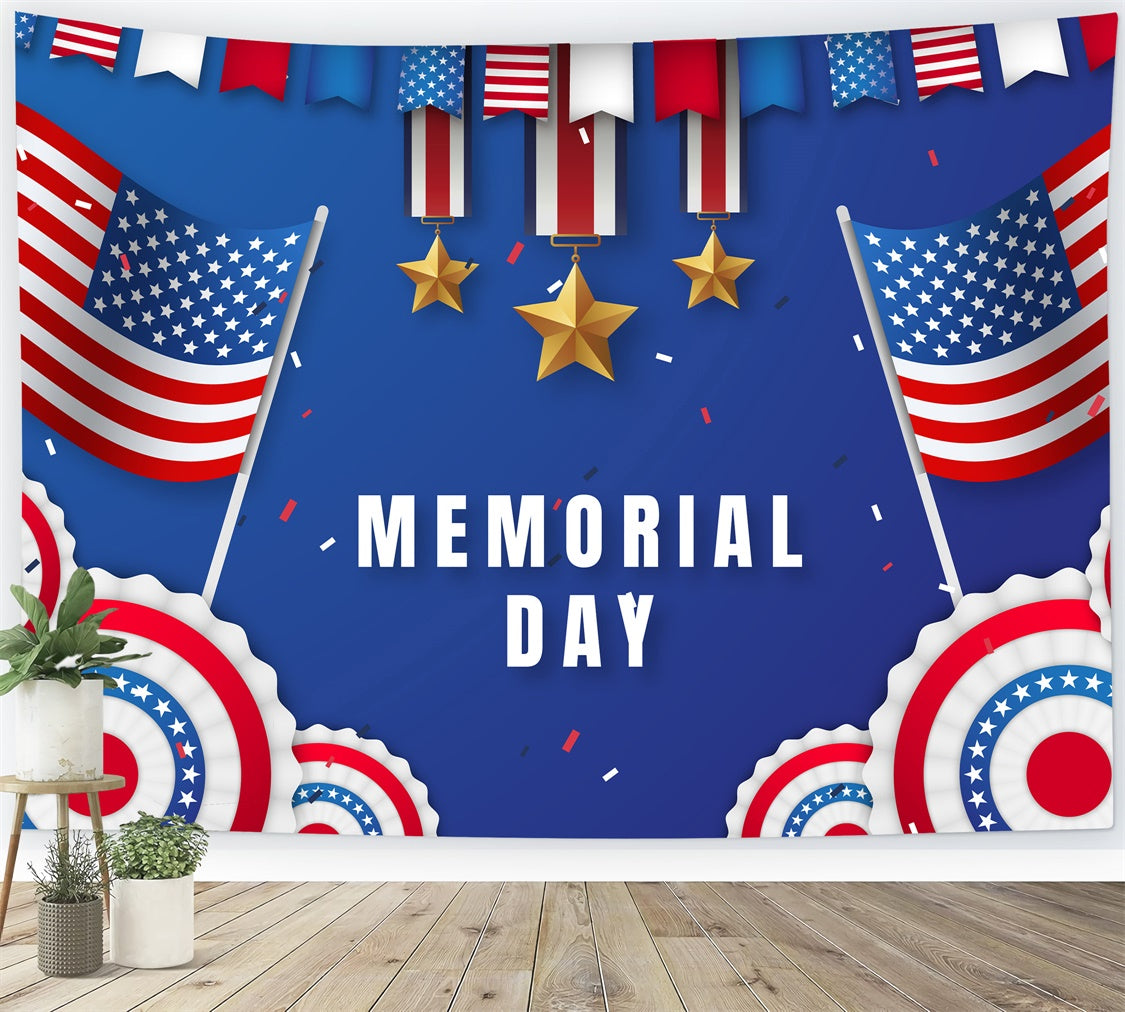 Memorial Backdrop Ideas Golden Medals Flag Backdrop TWW4-33