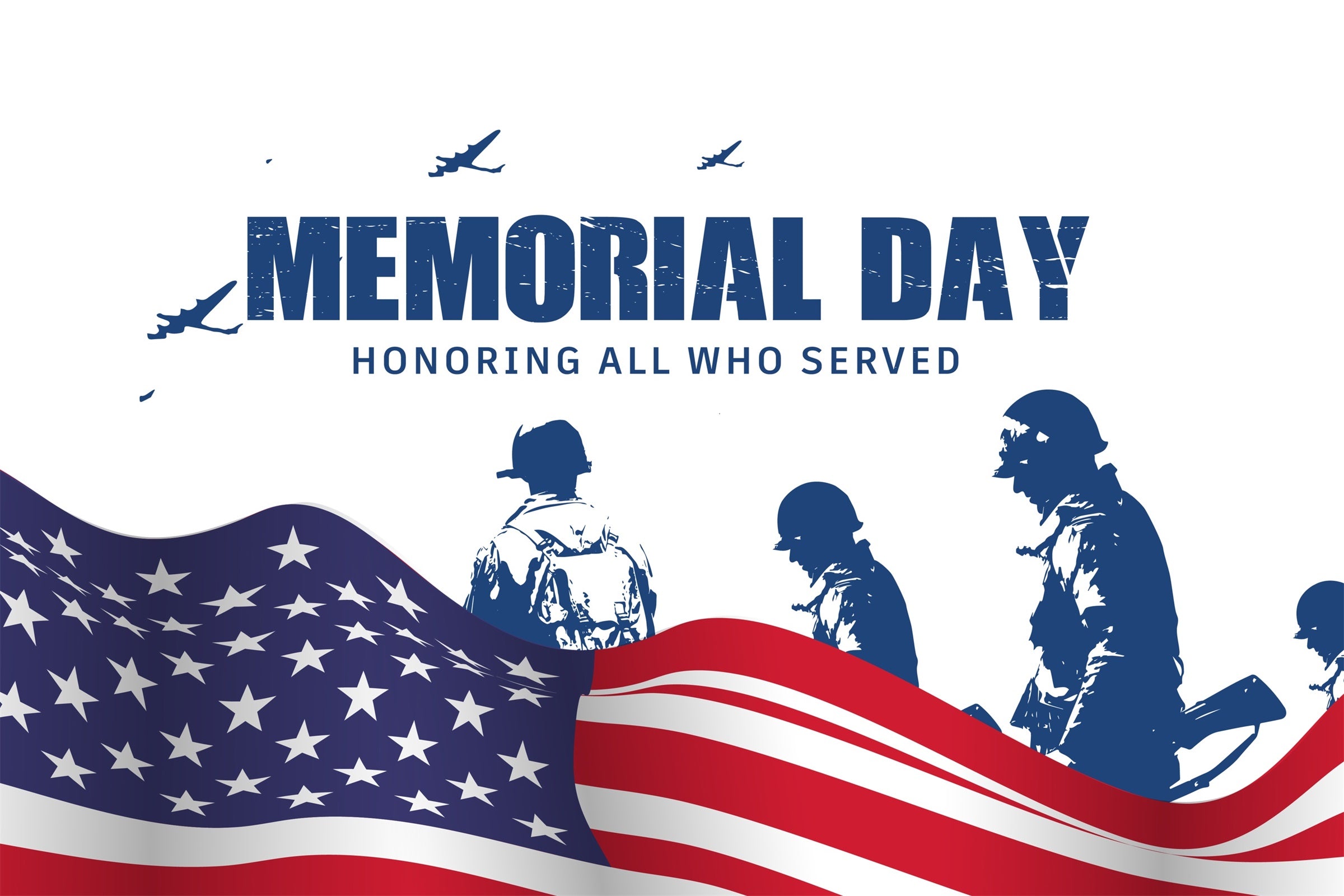 Memorial Day Backdrops Blue Silhouette Honor Backdrop TWW4-35