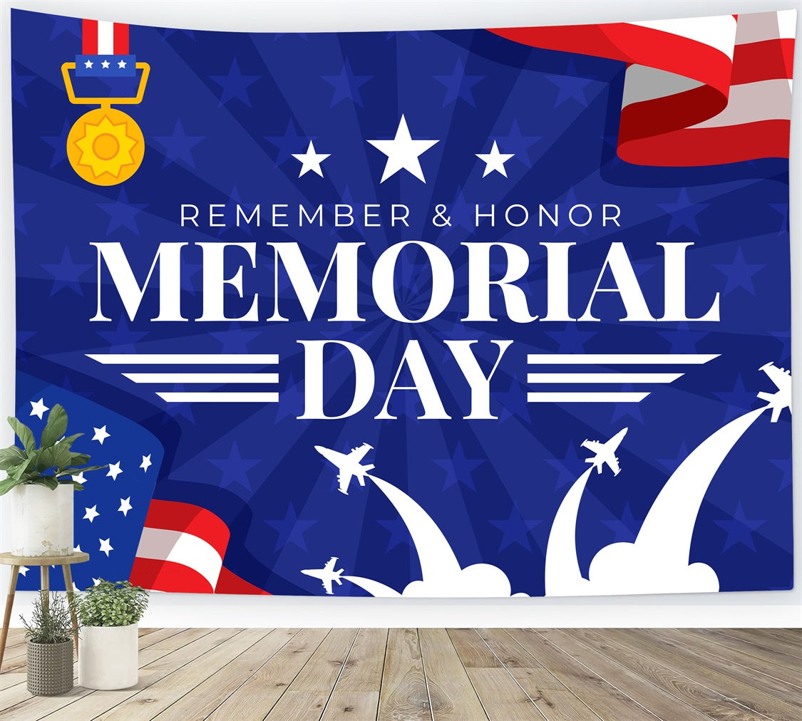 Memorial Backdrop Soaring Planes Honoring Heroes Backdrop TWW4-37