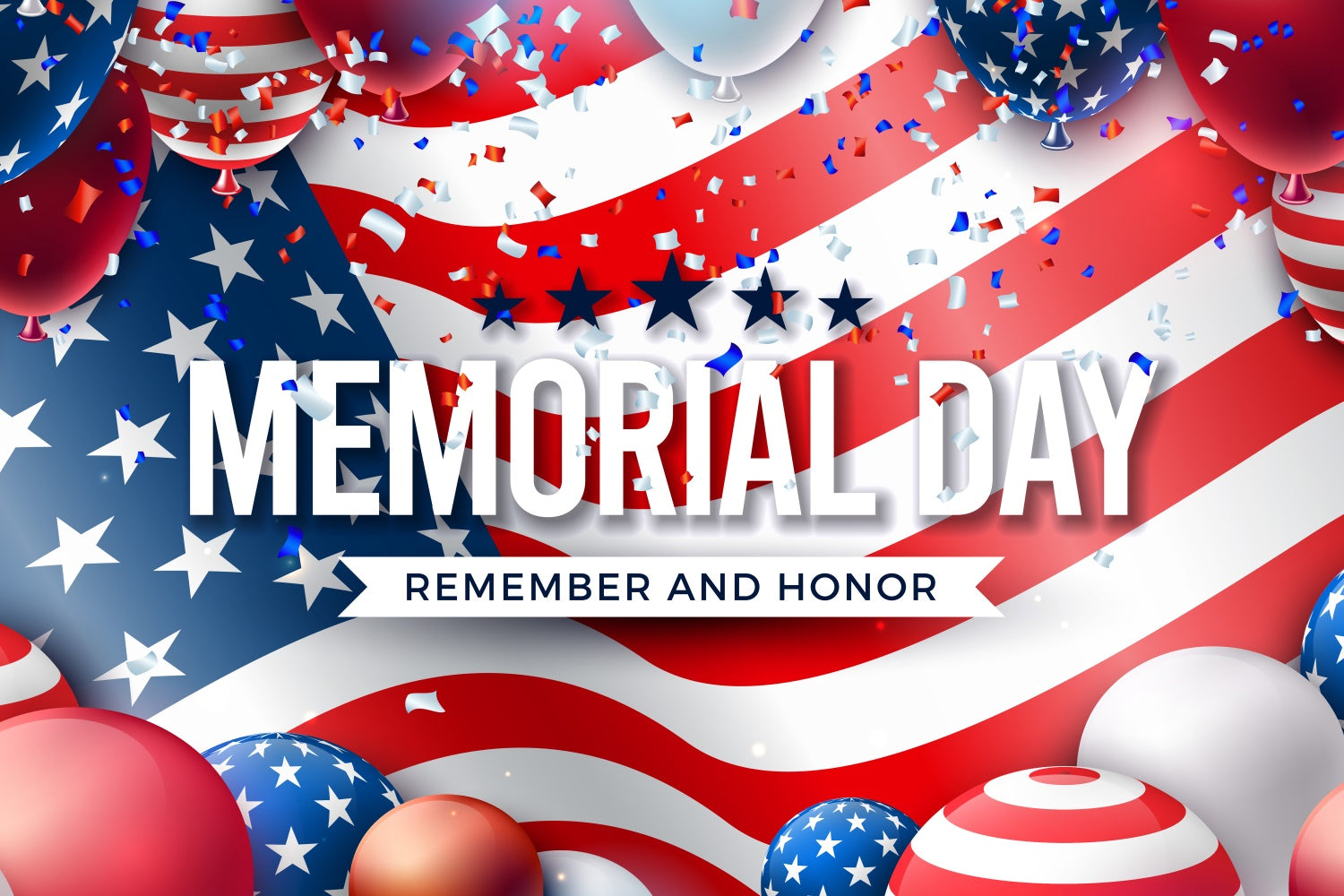 Memorial Day Backdrop Confetti Balloon Flags Backdrop TWW4-39