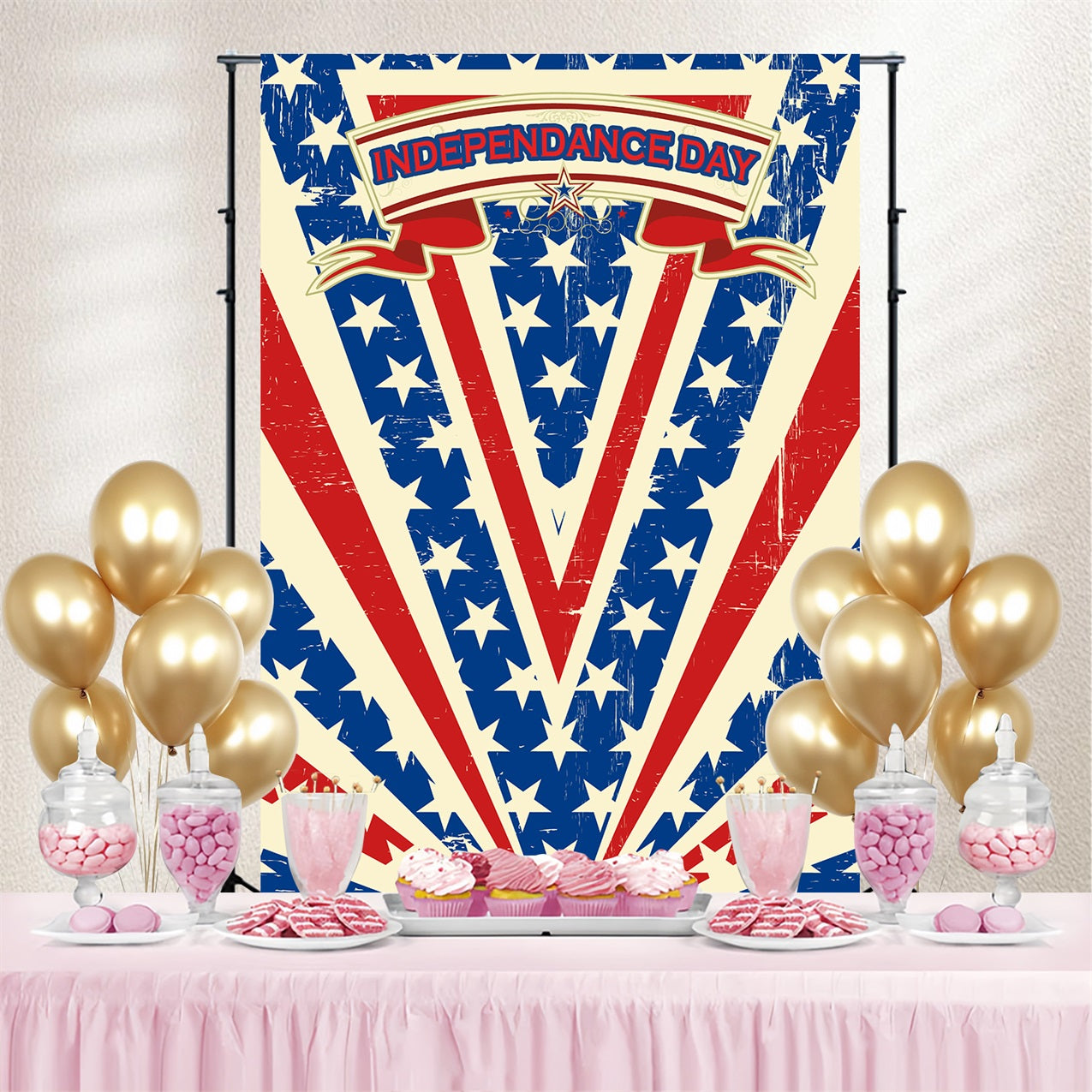 4th of July Photo Backdrop Americana Style Starburst Backdrop TWW4-4