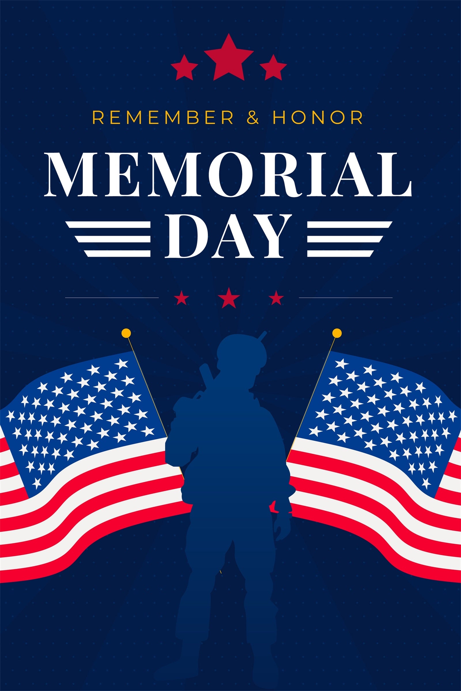 Memorial Day Backdrops Double Flag Patriotic Backdrop TWW4-42