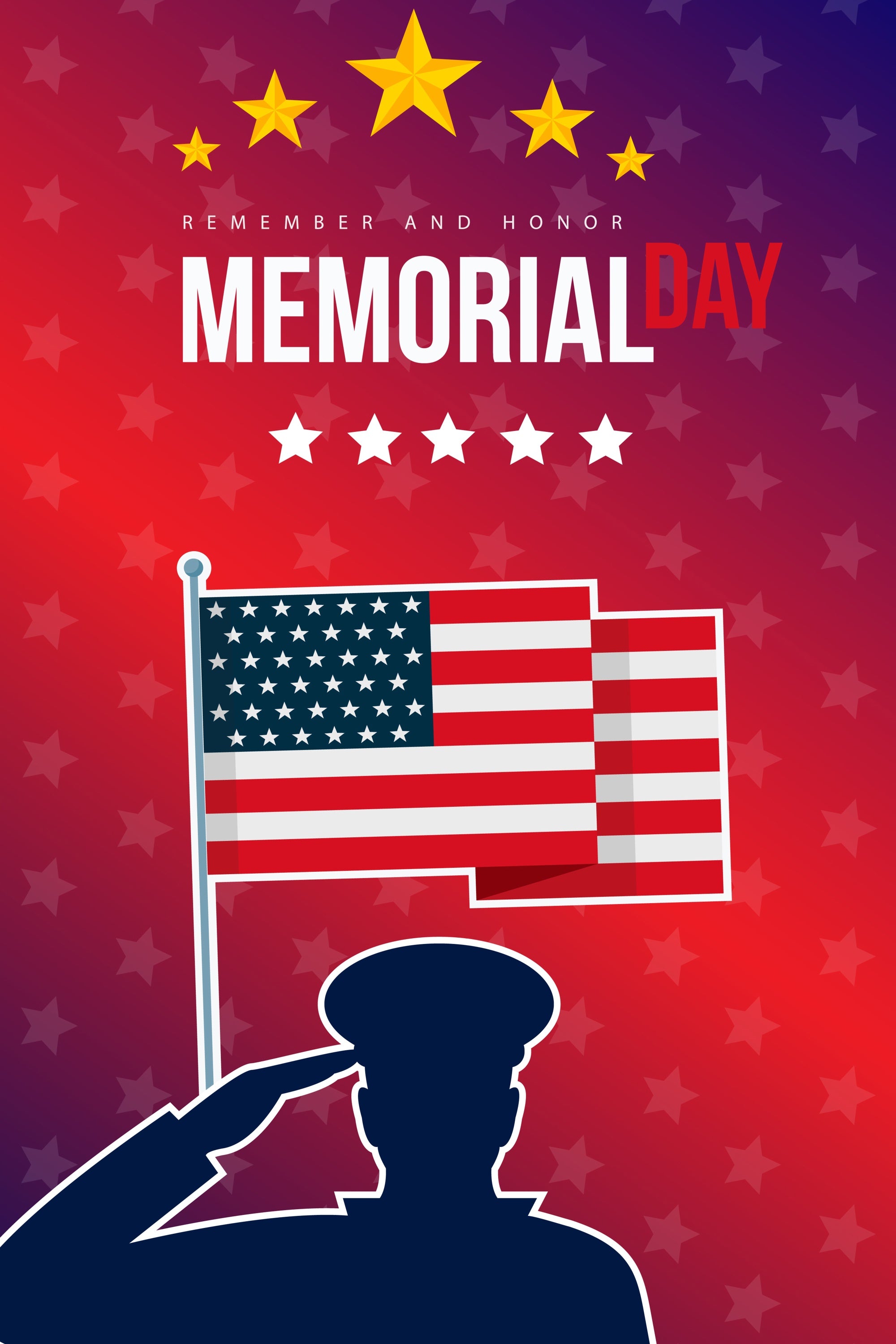 Memorial Backdrops Soldier Salute Flag Tribute Backdrop TWW4-43