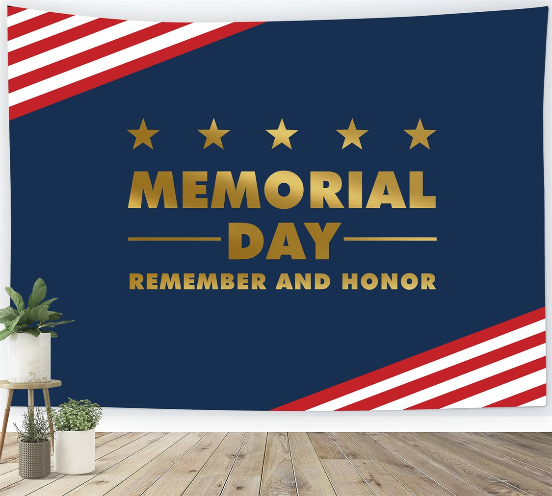 Memorial Day Backdrop Elegant Navy Blue Stars Backdrop TWW4-48