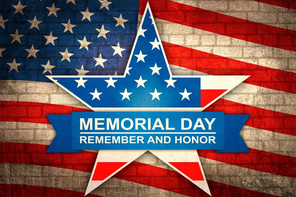 Memorial Backdrop Patriotic Brick Wall Tribute Backdrop TWW4-51