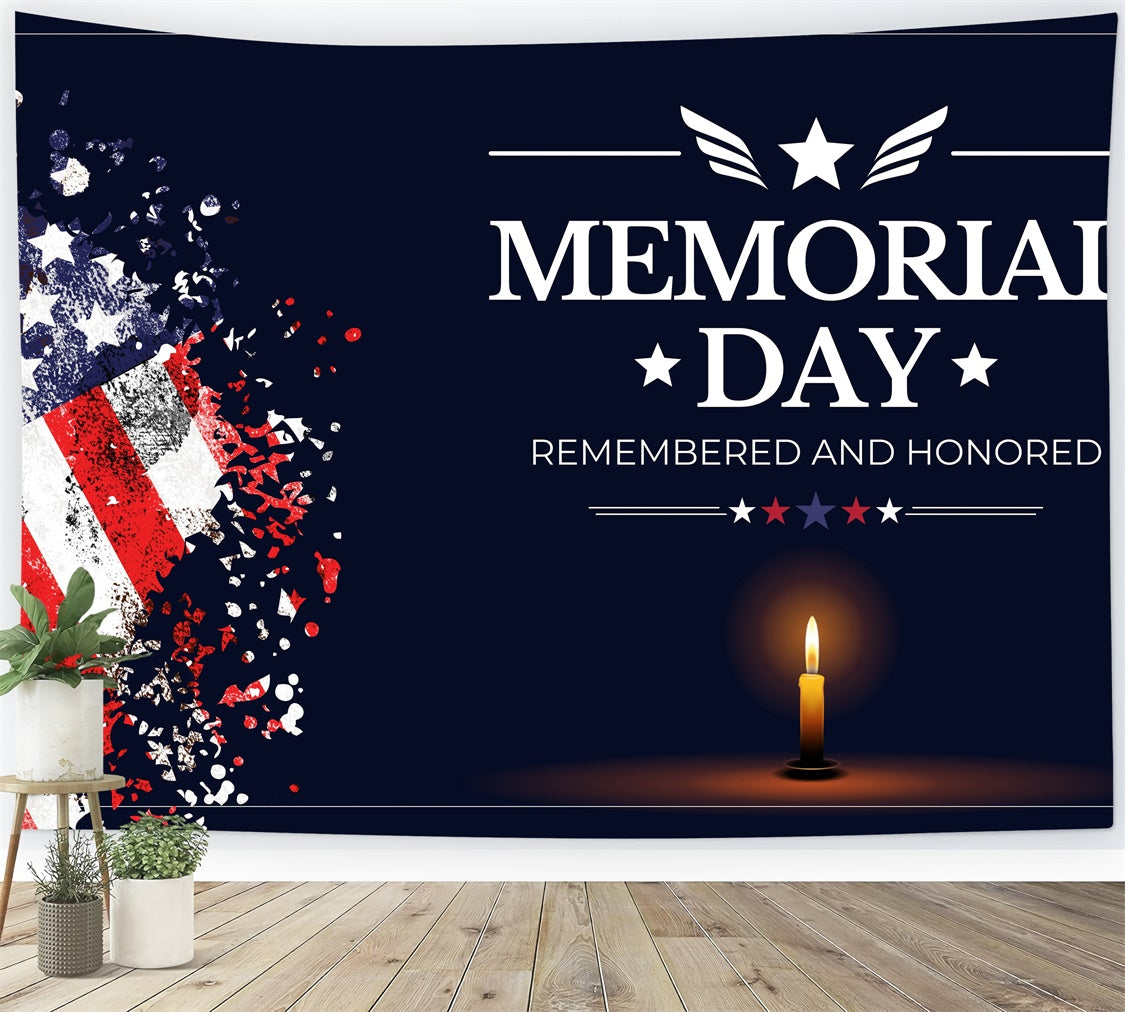 Memorial Day Backdrop Patriotic Candle Tribute Backdrop TWW4-52