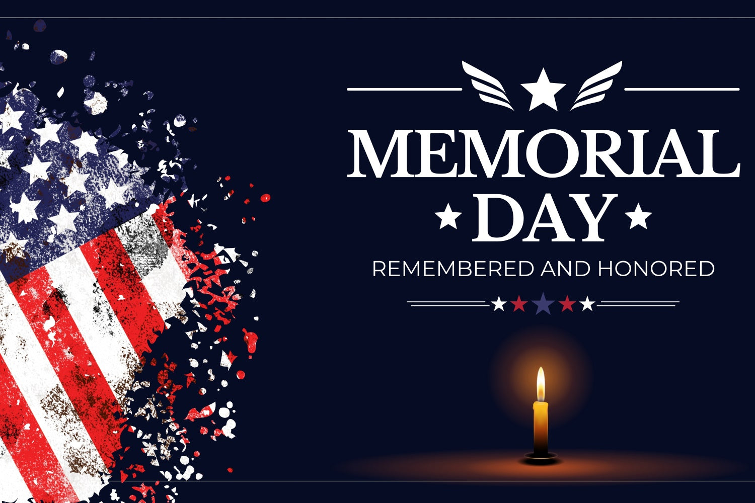Memorial Day Backdrop Patriotic Candle Tribute Backdrop TWW4-52