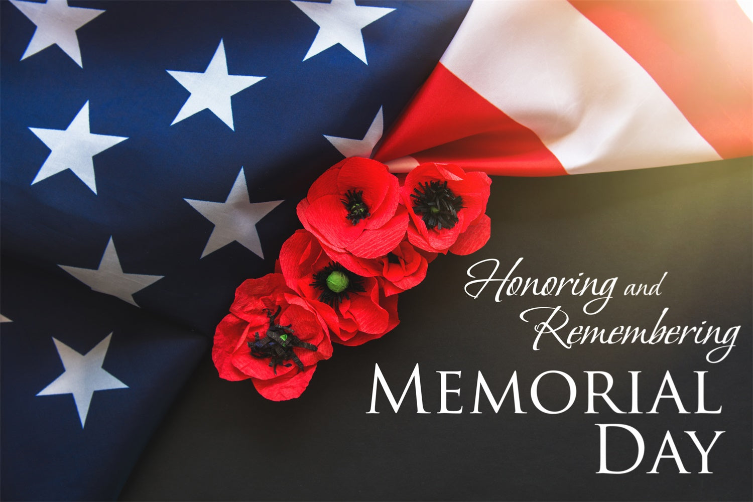 Memorial Day Backdrop Poppy Flowers Patriotic Backdrop TWW4-54