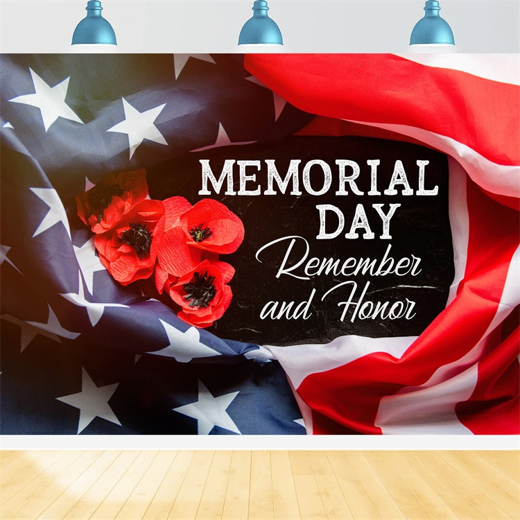 Memorial Backdrop Ideas Poppy Flowers Flag Backdrop TWW4-55