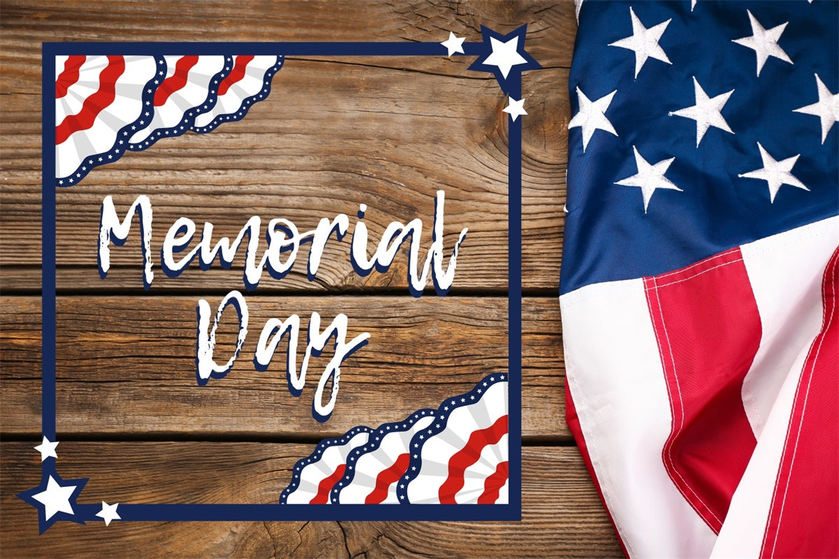 Memorial Backdrops Wooden Patriotic Banner Backdrop TWW4-56