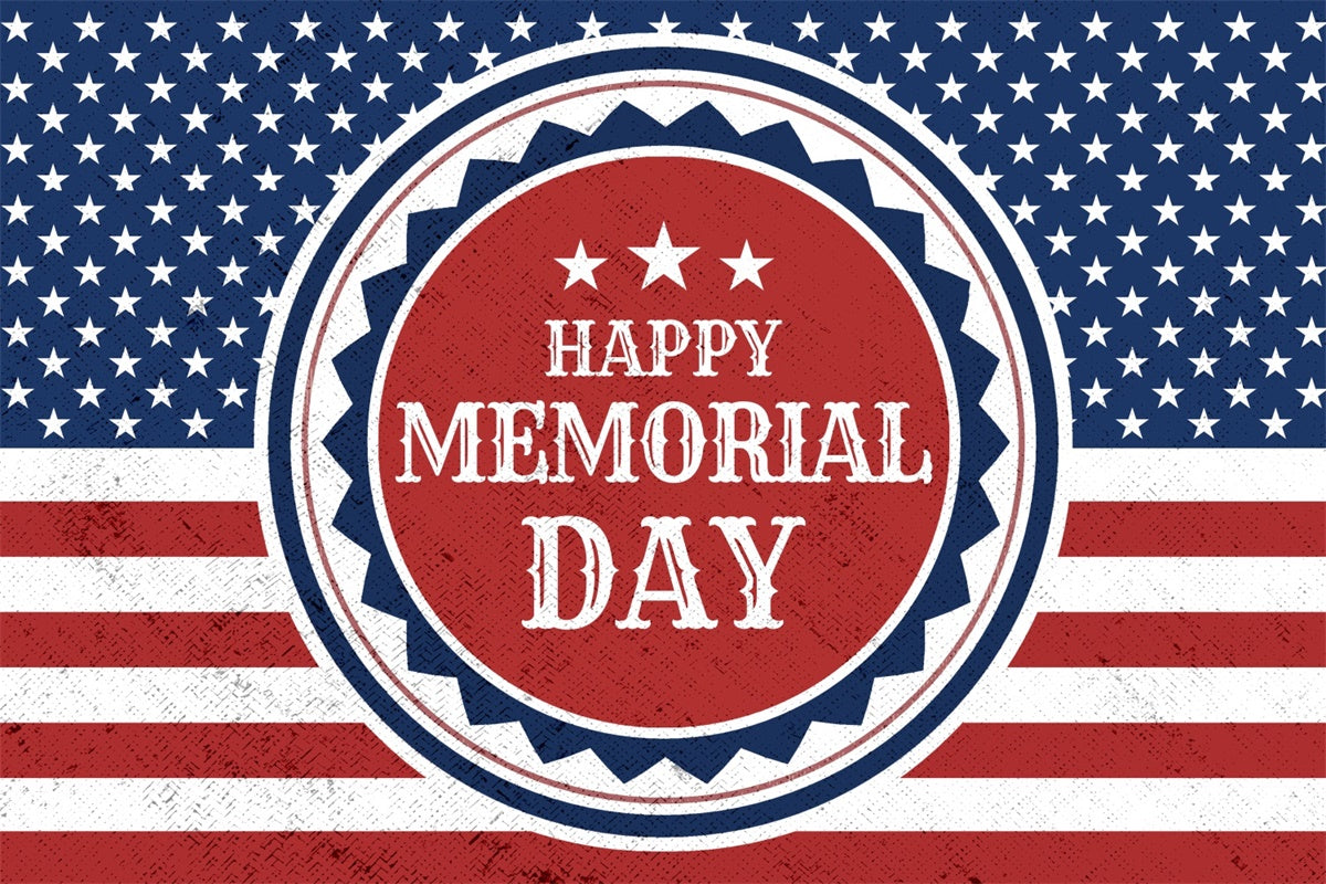 Memorial Day Backdrops Vintage Round Emblem Backdrop TWW4-57