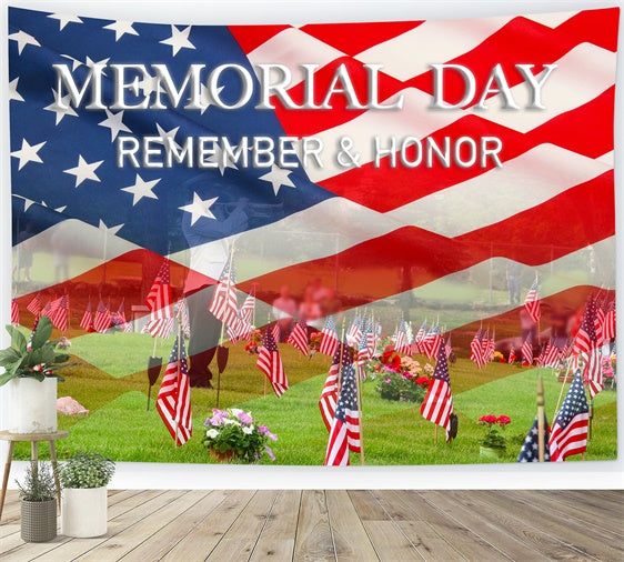 Memorial Day Backdrop Graveyard Tribute Flag Backdrop TWW4-61