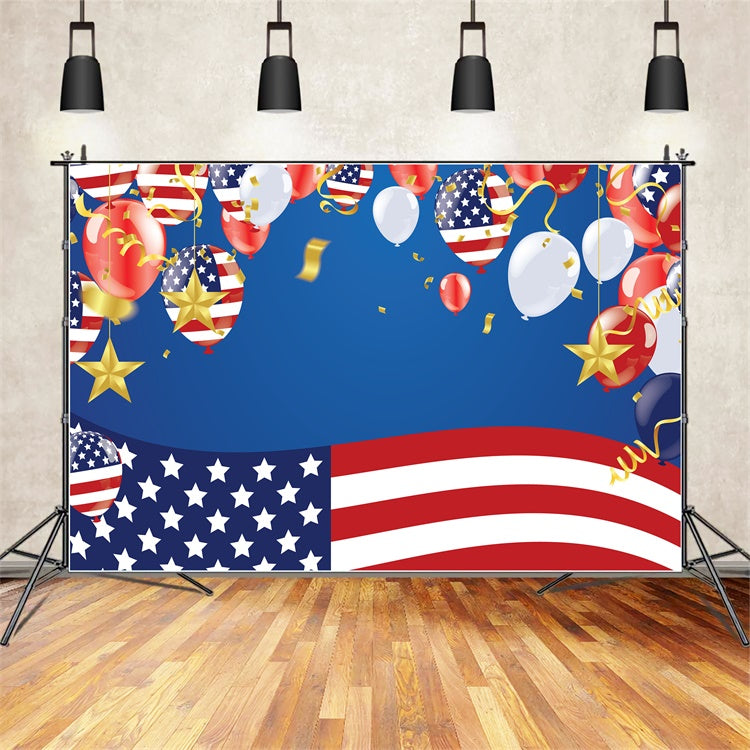 Memorial Backdrop Patriotic Balloons Confetti Backdrop TWW4-62