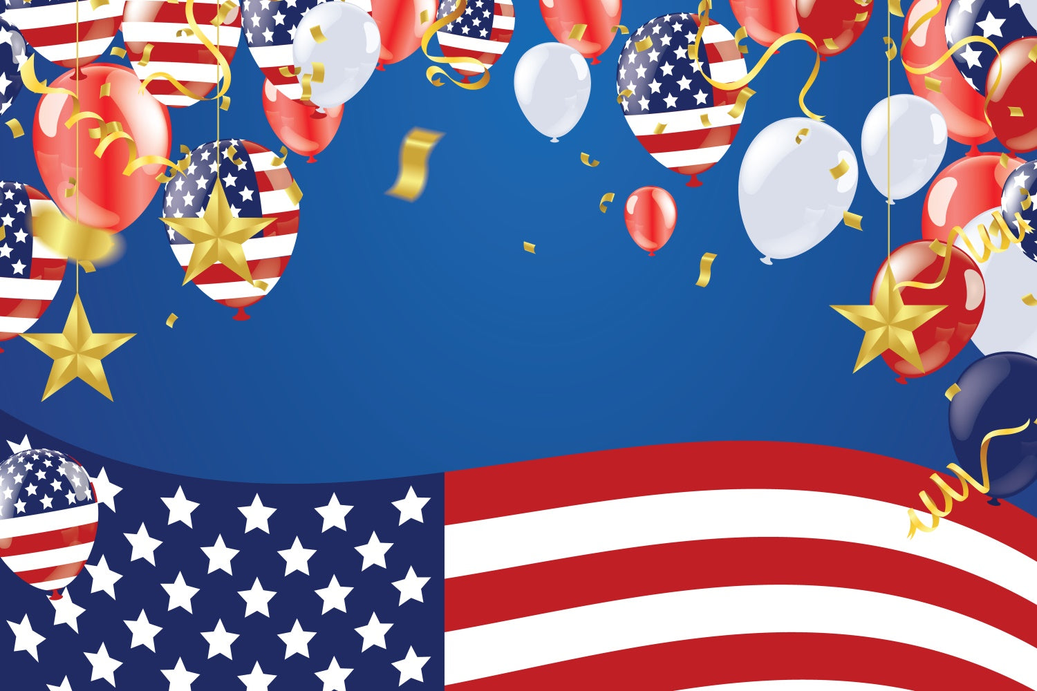 Memorial Backdrop Patriotic Balloons Confetti Backdrop TWW4-62