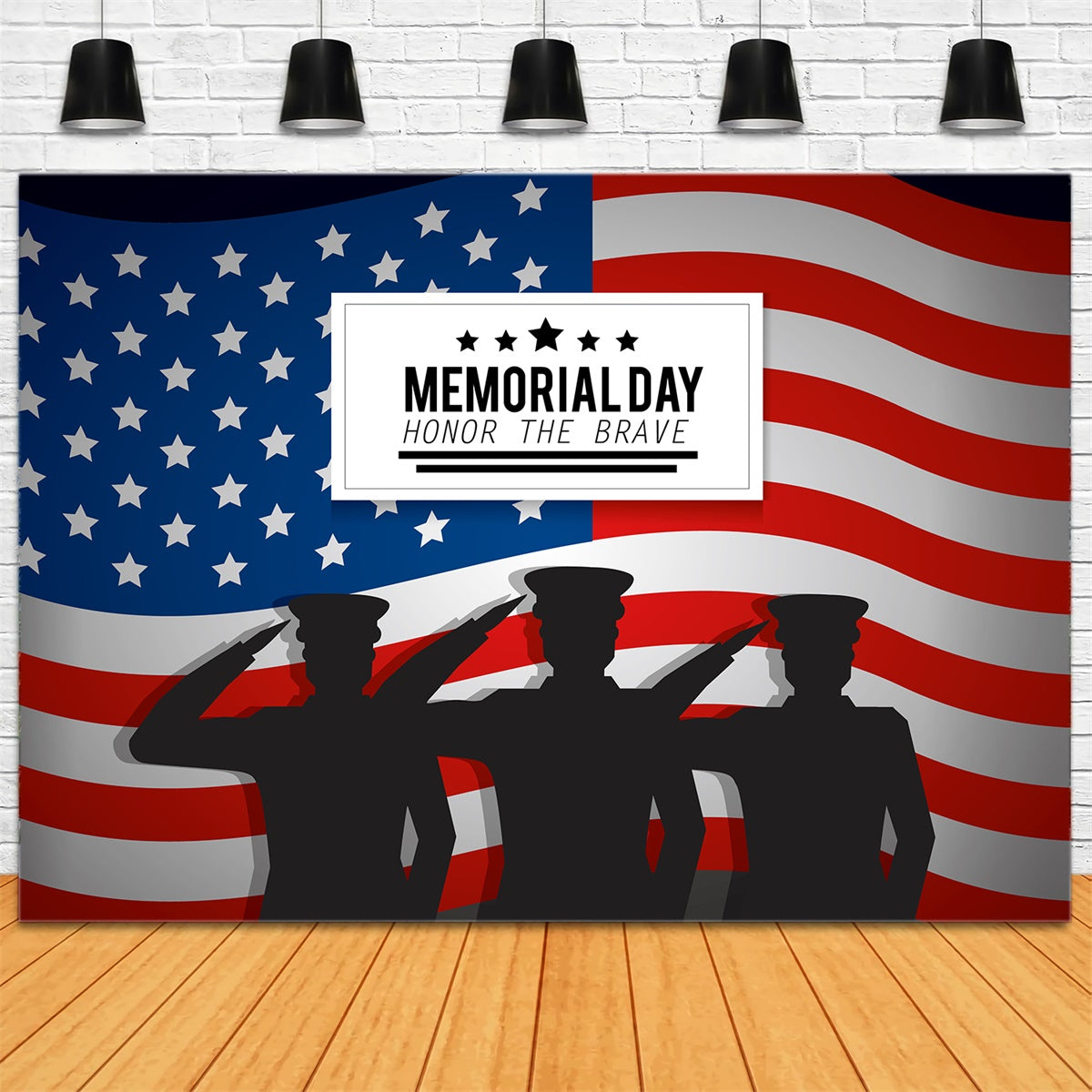 Memorial Backdrop Heroes Patriotic Flag Tribute Backdrop TWW4-64
