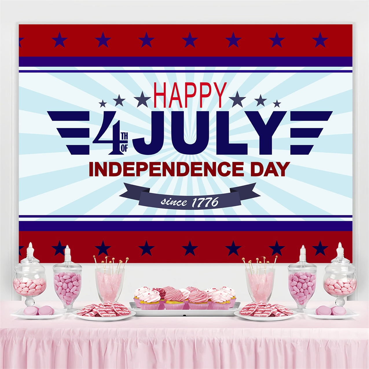 4th of July Backdrop Happy Retro Style Backdrop TWW4-9